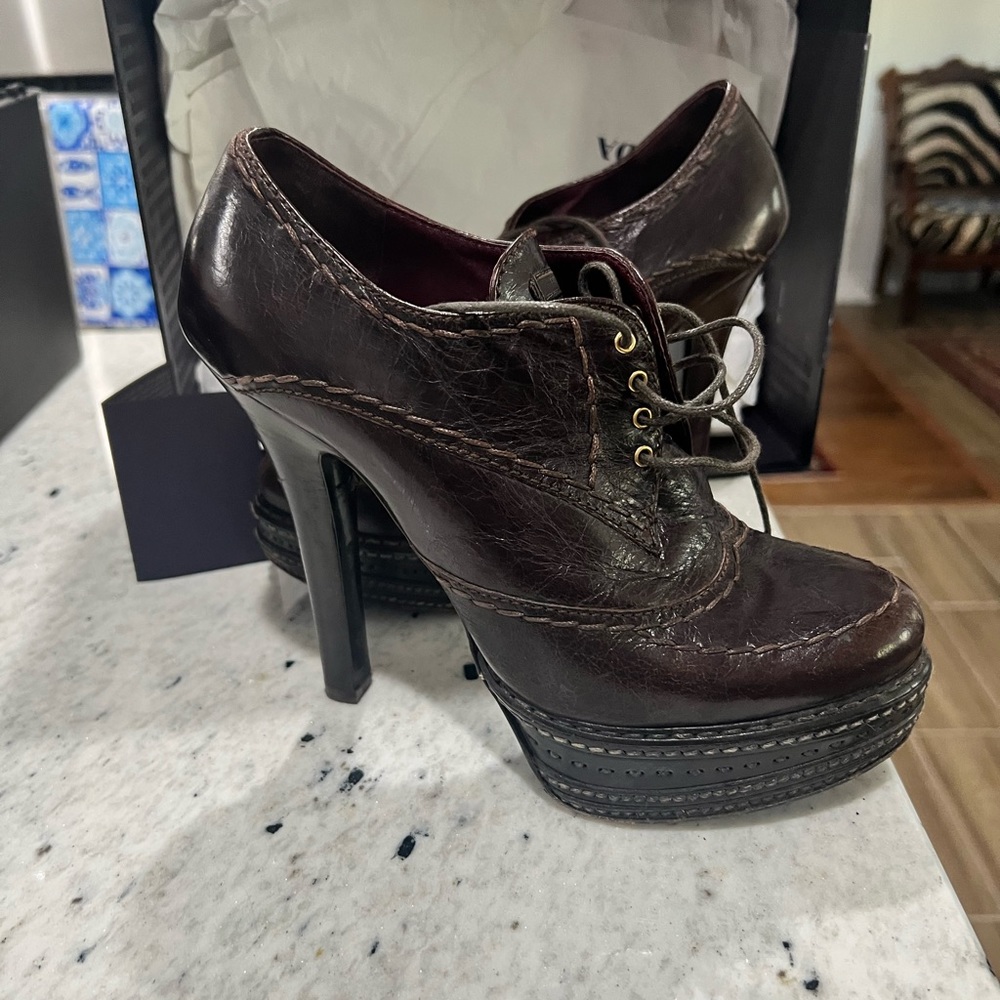 Cow Hide Oxford Prada Vintage Booties-Platform